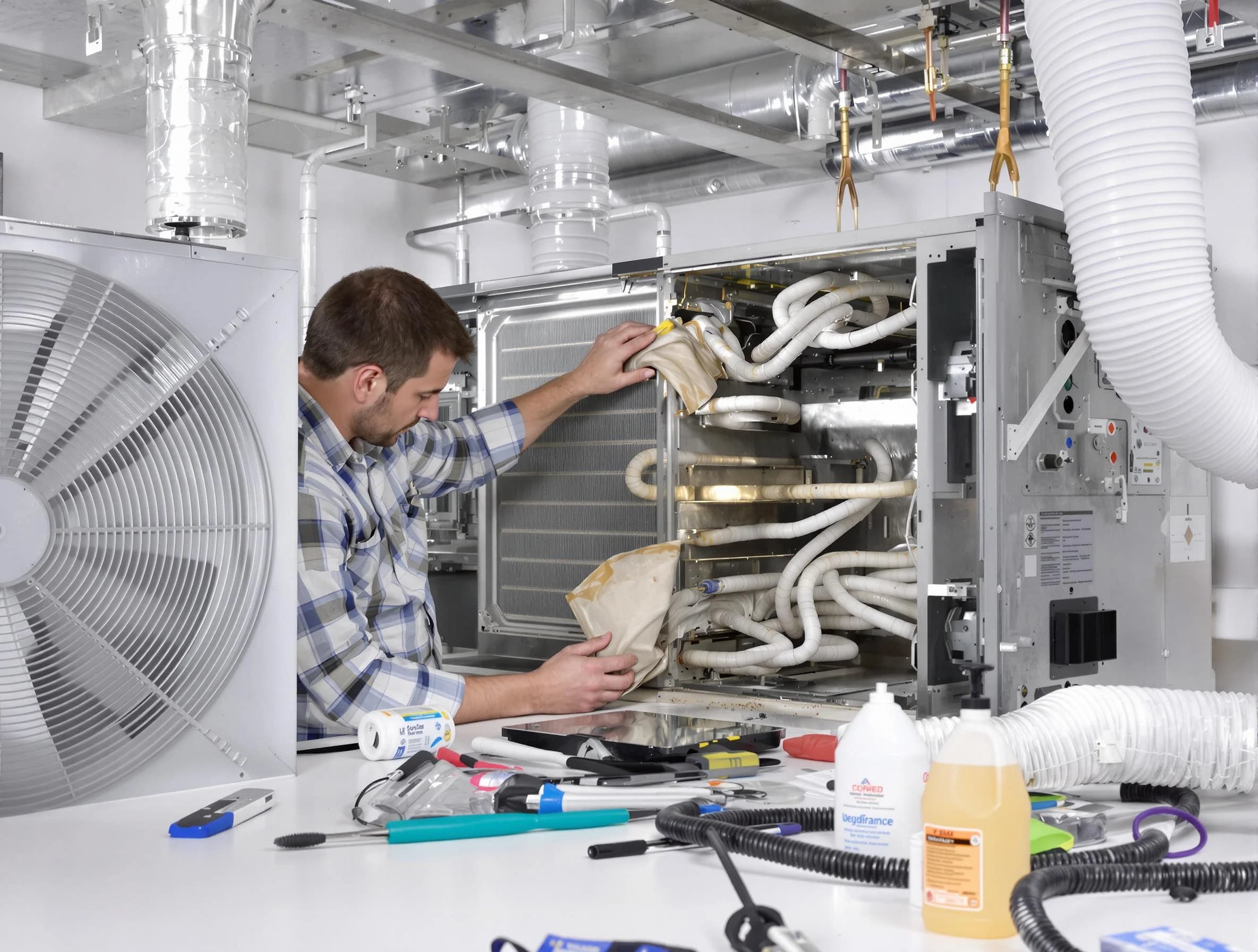 Marshfield Air Duct Cleaning specialist performing precision AC coil cleaning in Marshfield