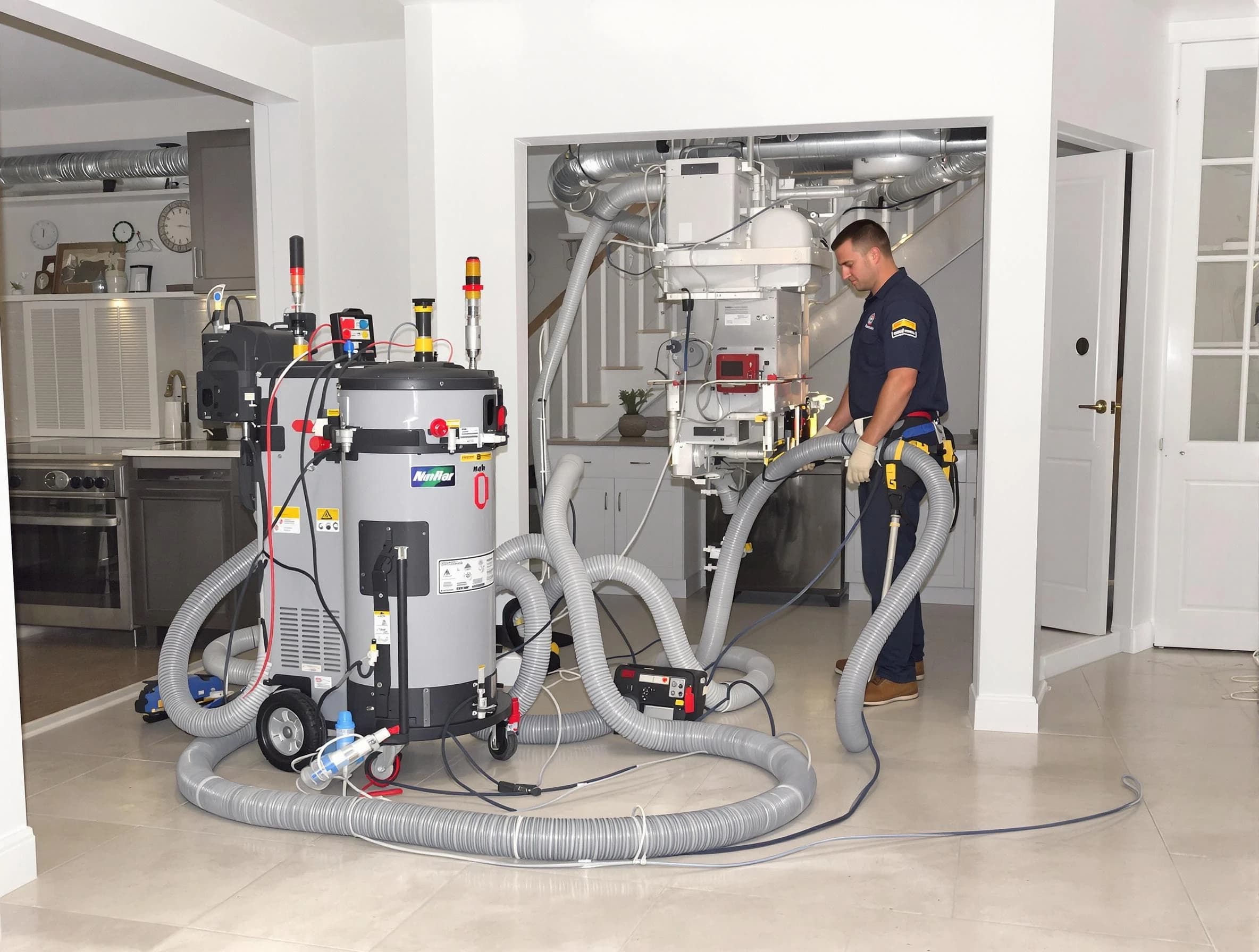 Marshfield Air Duct Cleaning technician operating negative pressure cleaning equipment for thorough duct maintenance in Marshfield